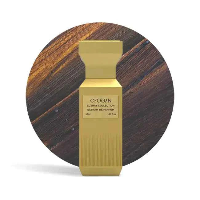 Hoeviane Noir No. 127 perfume bottle inspired by Oud Wood by Tom Ford, 50ml, elegant glass design with a sleek cap.