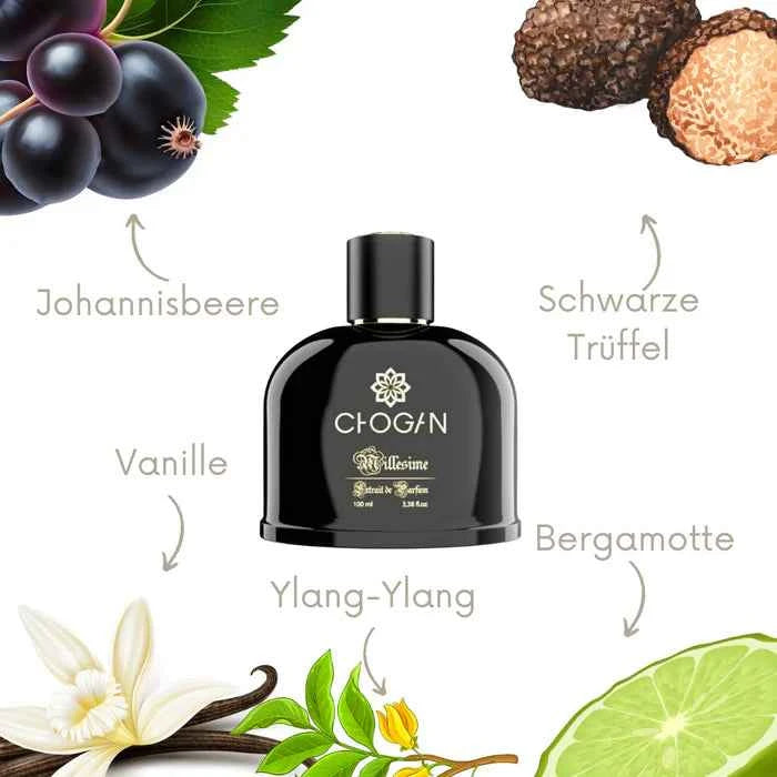 Hoeviane Noir No. 54 perfume bottle inspired by Black Orchid by Tom Ford, featuring a sleek black and gold design.