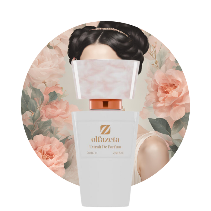 Hoeviane Noir No. 42 inspired by La Vie Est Belle perfume bottle with elegant floral design and black accents.